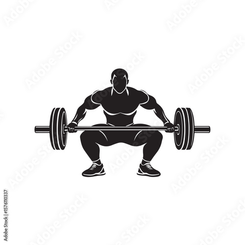Weightlifting silhouette, silhouette vector art, Weightlifting Vector illustrations, Fitness, and Bodybuilding silhouette, vector silhouette of a male bodybuilder with a barbell on a white background