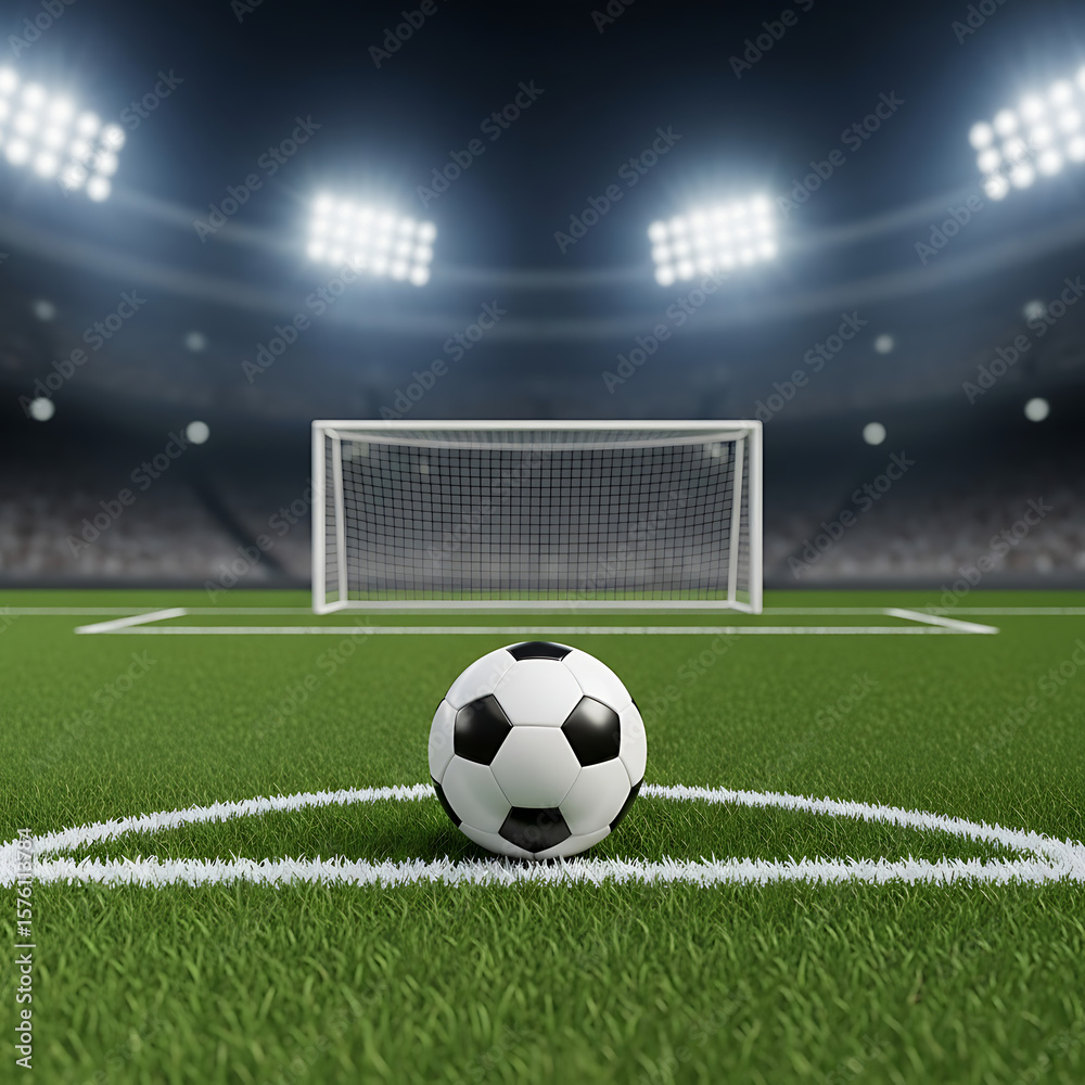 Obraz premium Soccer Ball Awaits Corner Kick in Stadium