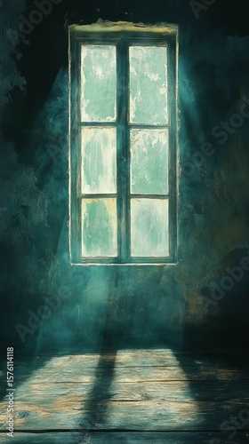 Light Streaming Through Window in Old Room with Wooden Floor