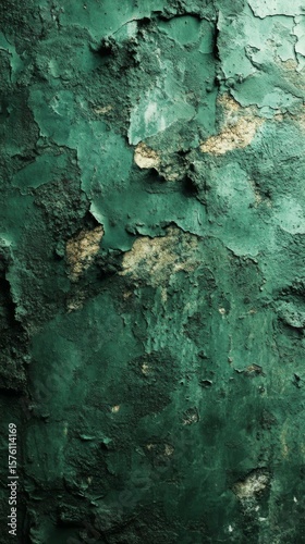 Textured Green Wall with Peeling Paint Detail