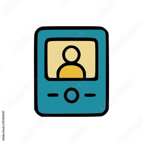 Minimalist Vector of Smart Door Intercom with Display and Buttons in Bold Outline Style
