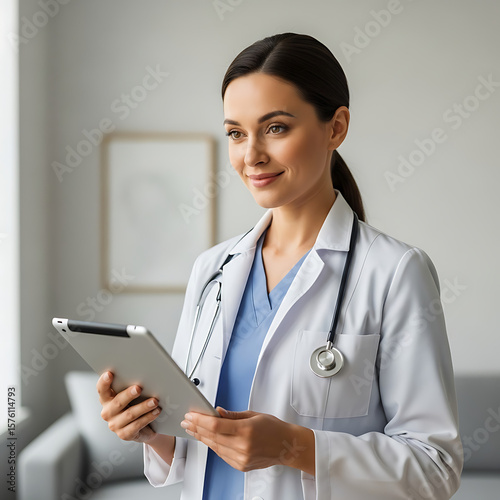 Confident Female Doctor Standing in Studio