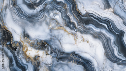 Abstract marble texture with blue, white, and gold patterns.
