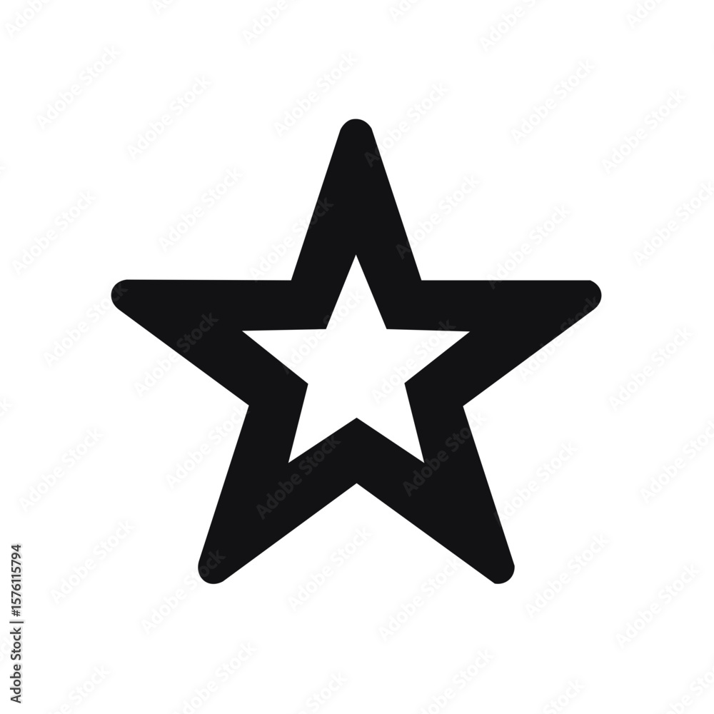 Obraz premium Five Point Star Silhouette with Central White Star Shape - Vector Design