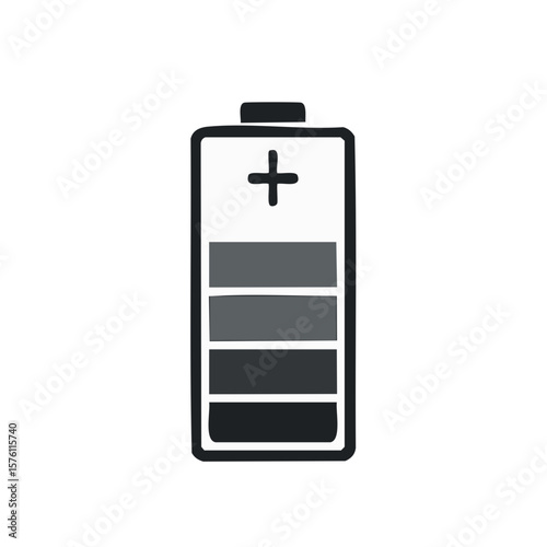 Simple Battery Icon Partially Charged Electricity Power Source Energy Storage