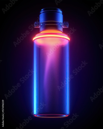 Canister spray substance A sleek, illuminated water bottle showcasing vibrant colors against a dark background, ideal for promotional use.