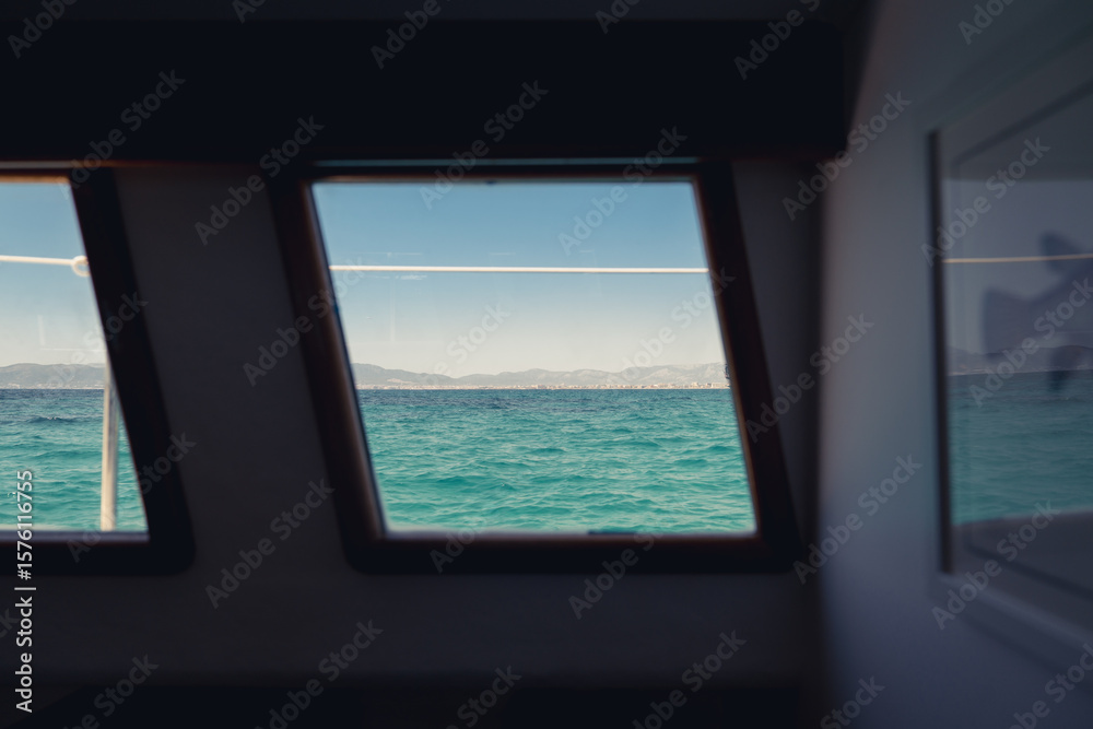 Fototapeta premium Scenic Sea View Through a Boat Window