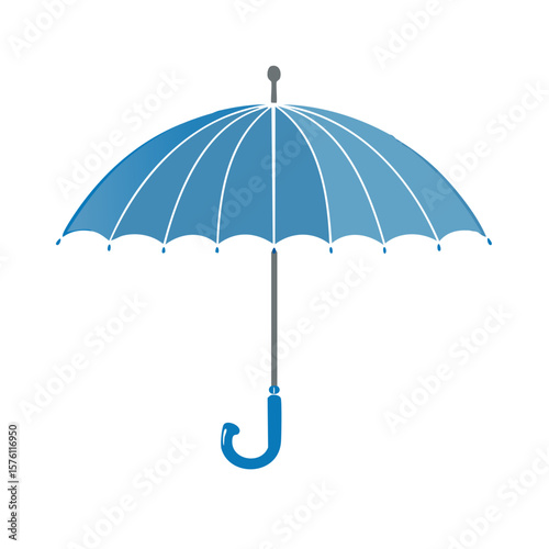 Simple graphic umbrella for rainy weather concepts and protection solutions in blue shade