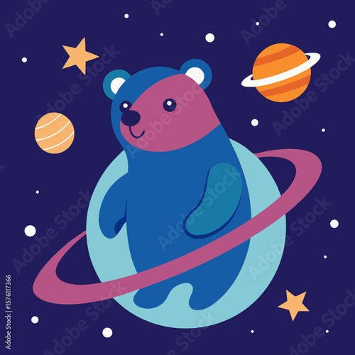 cartoon rocket in space