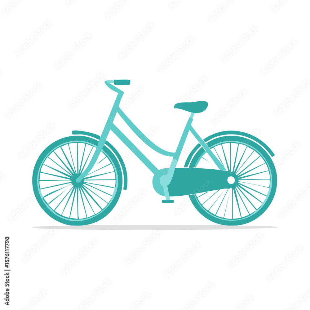 Fototapeta premium Stylish blue Bicycle illustration on white background, urban transport