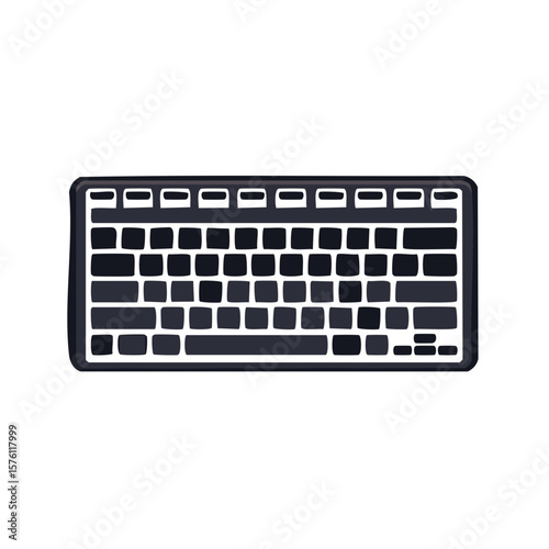 Isolated full-size keyboard icon for modern office or computer peripheral themes. Vector illustration.