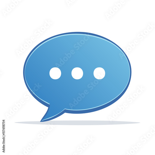 Blue Communication Bubble Icon with Ellipsis Message Box for Web and App Design