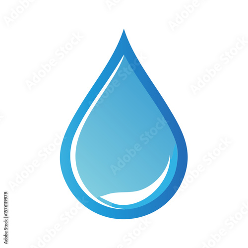 Aqua Blue Water Drop Isolated Icon Vector Illustration Clean Hydration Liquid