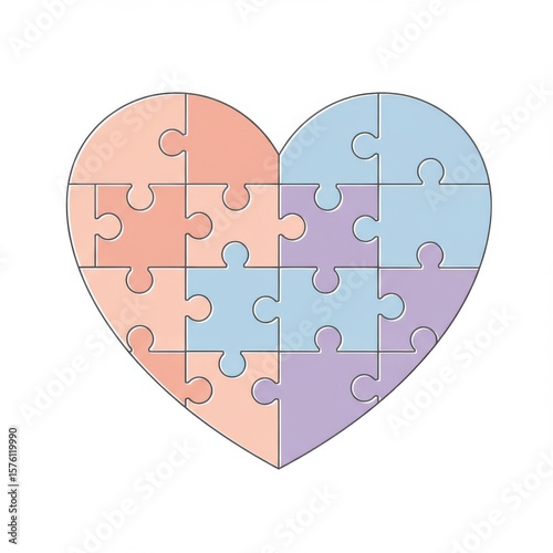 Pastel Pink Blue Purple Jigsaw Puzzle Heart