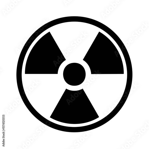 Hazard warning radiation sign representing radioactive materials and atomic energy symbol