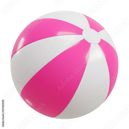 3D Pink and White Beach Ball Icon