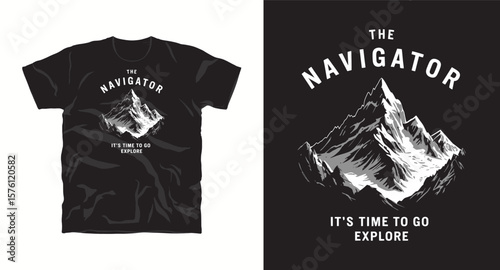 The Navigator Explore Adventure typography inspritional graphic t-shirt and apparel design