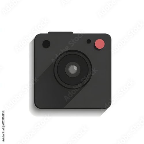 Flat design illustration of a digital camera.