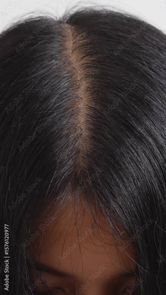 Woman with hair loss dryness and frizziness Woman with hair loss dryness and frizziness