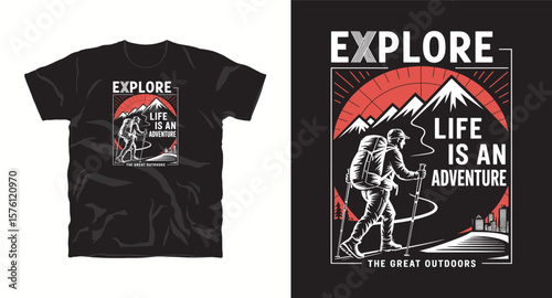 "Life is a adventure" Explore Adventure typography inspritional graphic t-shirt and apparel design