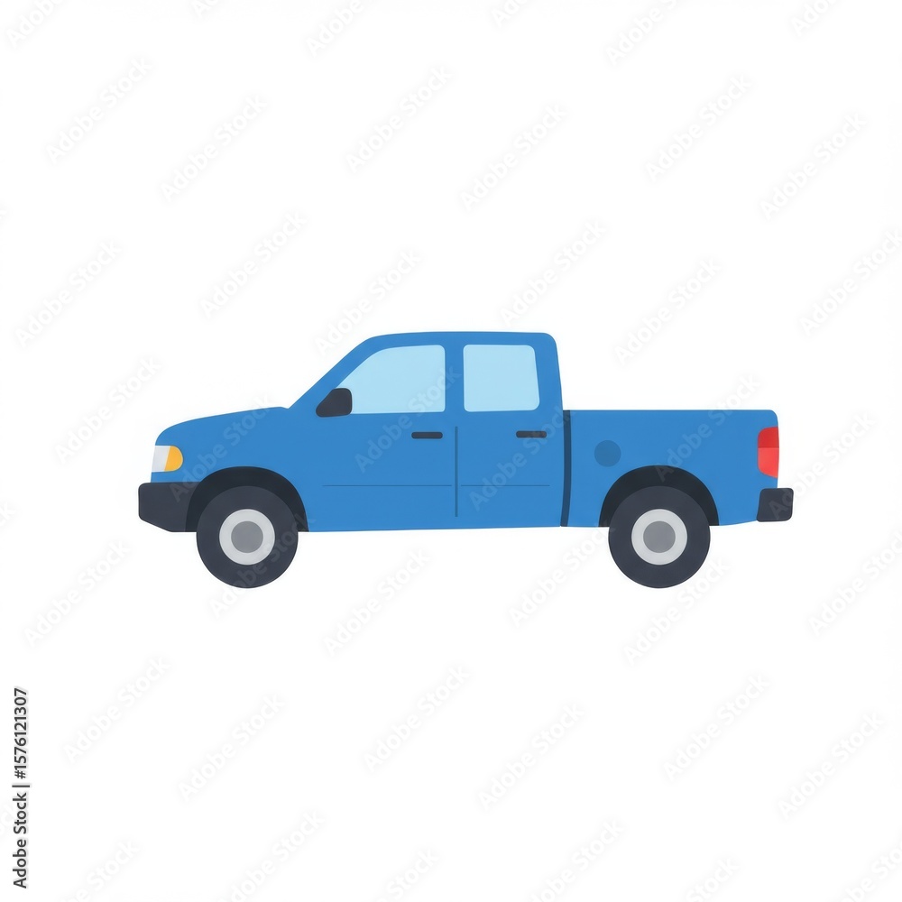 Fototapeta premium Blue Pickup Truck Side View Illustration