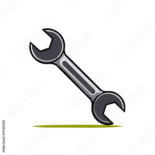 Illustration of a double open ended wrench with grey highlights, for construction and maintenance or a DIY project