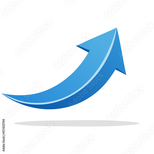 Rising Blue Arrow Pointing Upward Signifying Growth Success and Positive Trend Direction