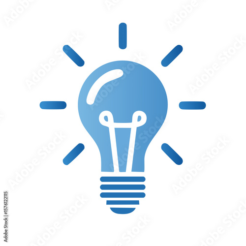 Blue lightbulb icon representing an idea or innovation with visible radiating lines