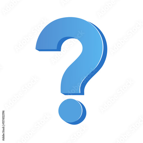 Large light blue 3D question mark illustration asking for solutions, answers, or clarity
