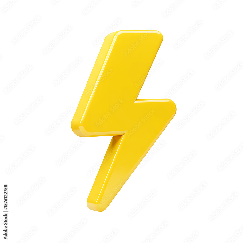 3D Yellow Lightning Bolt Icon 3D Yellow Lightning Bolt Icon
