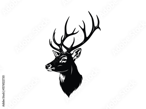 silhouette vector illustration of a deer head isolated with white background 