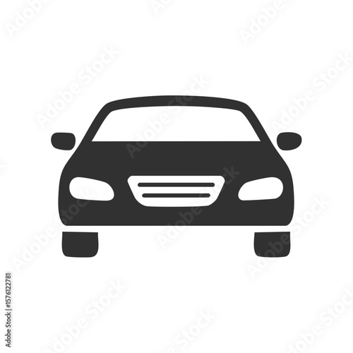 Front View of a Car Icon with Minimalist Design for Car Rental or Automotive Industries