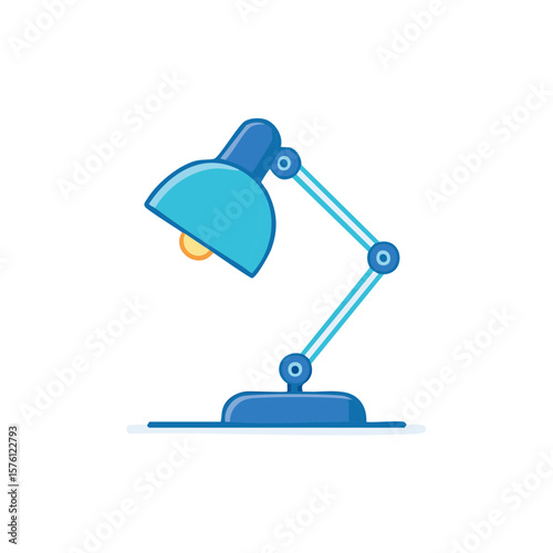 Cartoon Desk Lamp Blue Adjustable Task Light Vector Icon Illustration