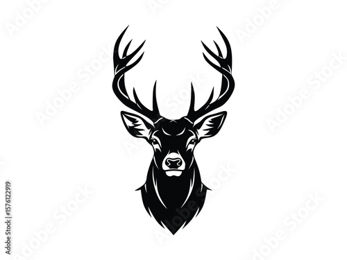 silhouette vector illustration of a deer head isolated with white background 