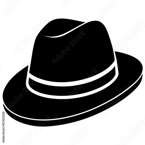 Black fedora hat with white band vector