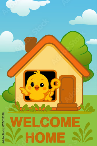 Charming Chicken’s Housewarming Greeting – Welcome Home Card
