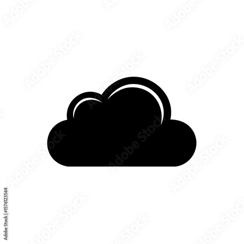 Single Weather Cloud Graphic Isolated on White, Symbolism for Data, Weather, Cloud
