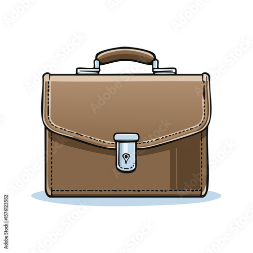 Classic Leather Briefcase Illustration, Business Accessories and Luggage, Travel Bag Icon