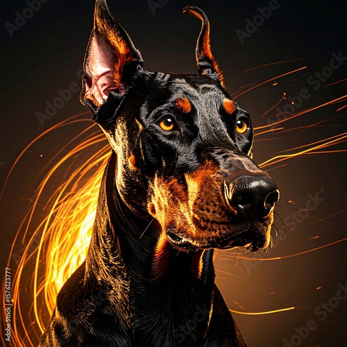 Doberman portrait,high quality,high detail 