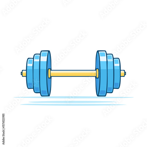 Illustration of a Dumbbell with Blue Weights for Fitness and Strength Training