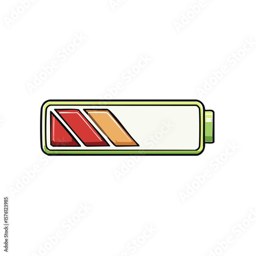 Battery Charge Level Indicator Showing Low Power Red and Yellow Illustration