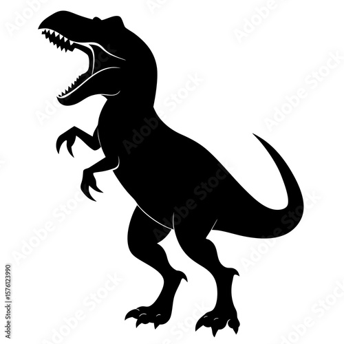 Black tyrannosaurus rex roaring dinosaur prehistoric
