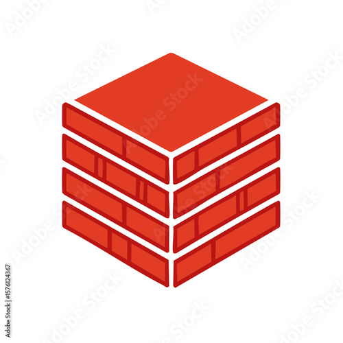 Isometric Red Brick Block Construction Illustration Building Material Architecture