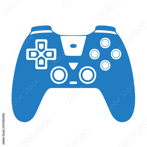 Blue Game Controller Pad with D-Pad, Action Buttons, and Ergonomic Design