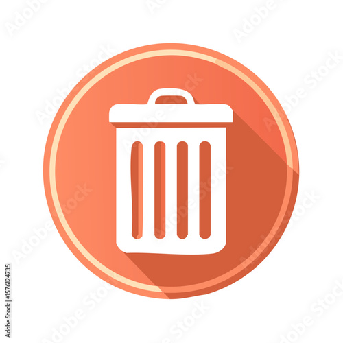 Trash Can Icon with Circular Shape in Peach Color, Deletion Concept Visual