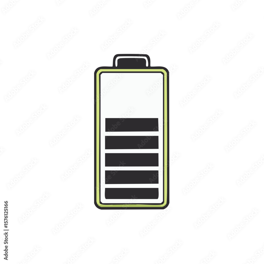 Stylized Battery Icon with Medium Charge Level, Energy Depletion Graphic Stylized Battery Icon with Medium Charge Level, Energy Depletion Graphic