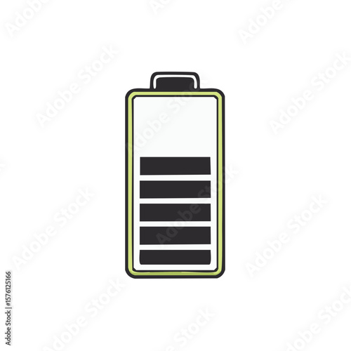 Stylized Battery Icon with Medium Charge Level, Energy Depletion Graphic