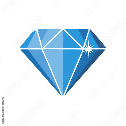 Diamond Blue Gemstone Illustration Precious Stone Crystal Expensive Gift Icon
