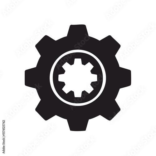 Two Gears Design Symbolizing Collaboration and Interlocking Mechanical Processes in Black and White