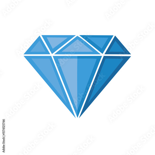 Brilliant Blue Diamond Gemstone Vector Illustration for Jewelry and Luxury Designs